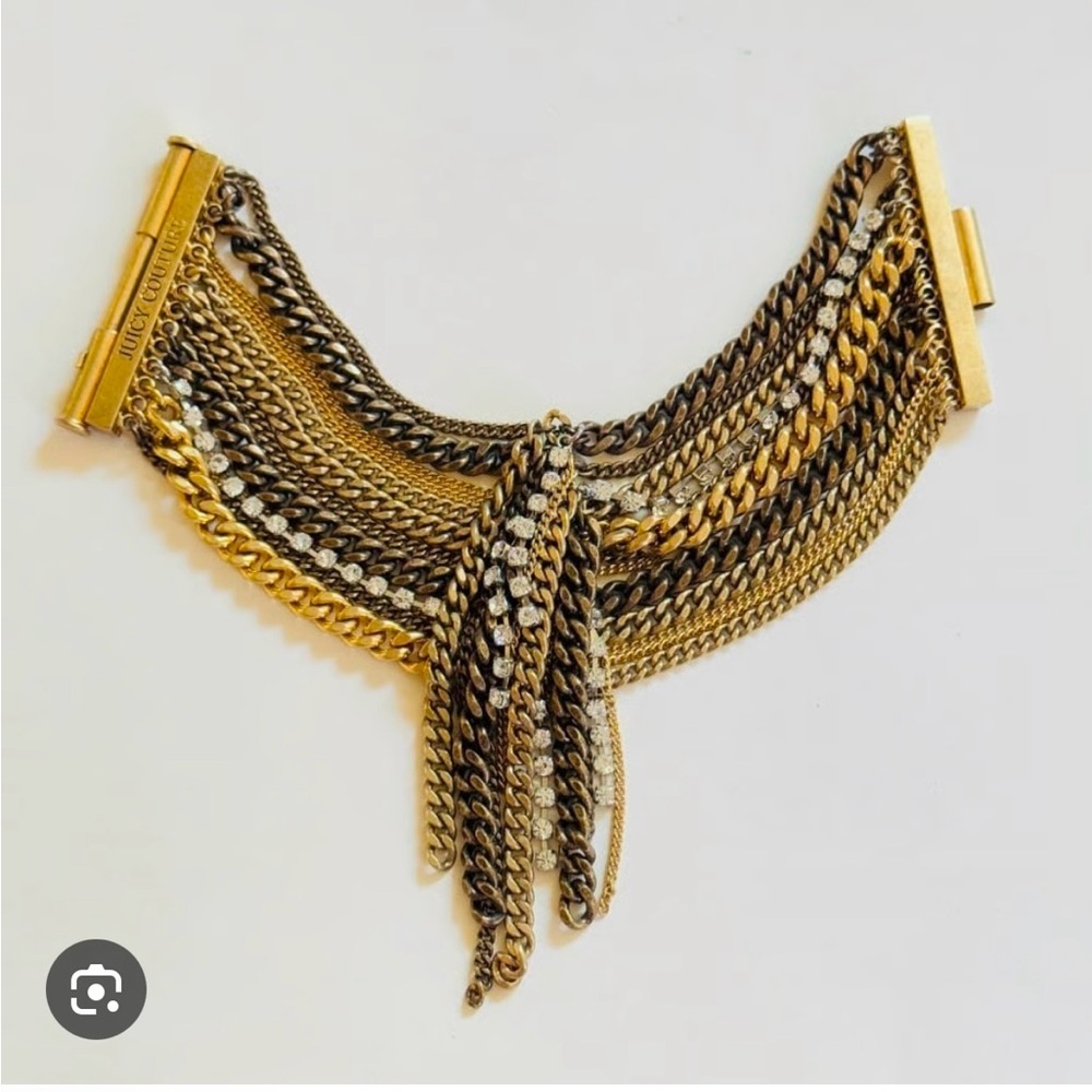 NWT Juicy Couture Wrap gold chain bracelet with rhinestones